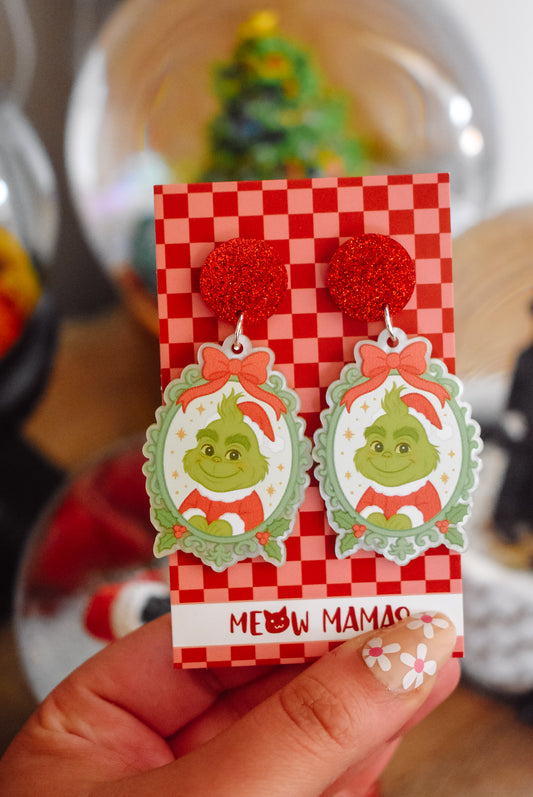 Baby Grinch Acrylic earrings