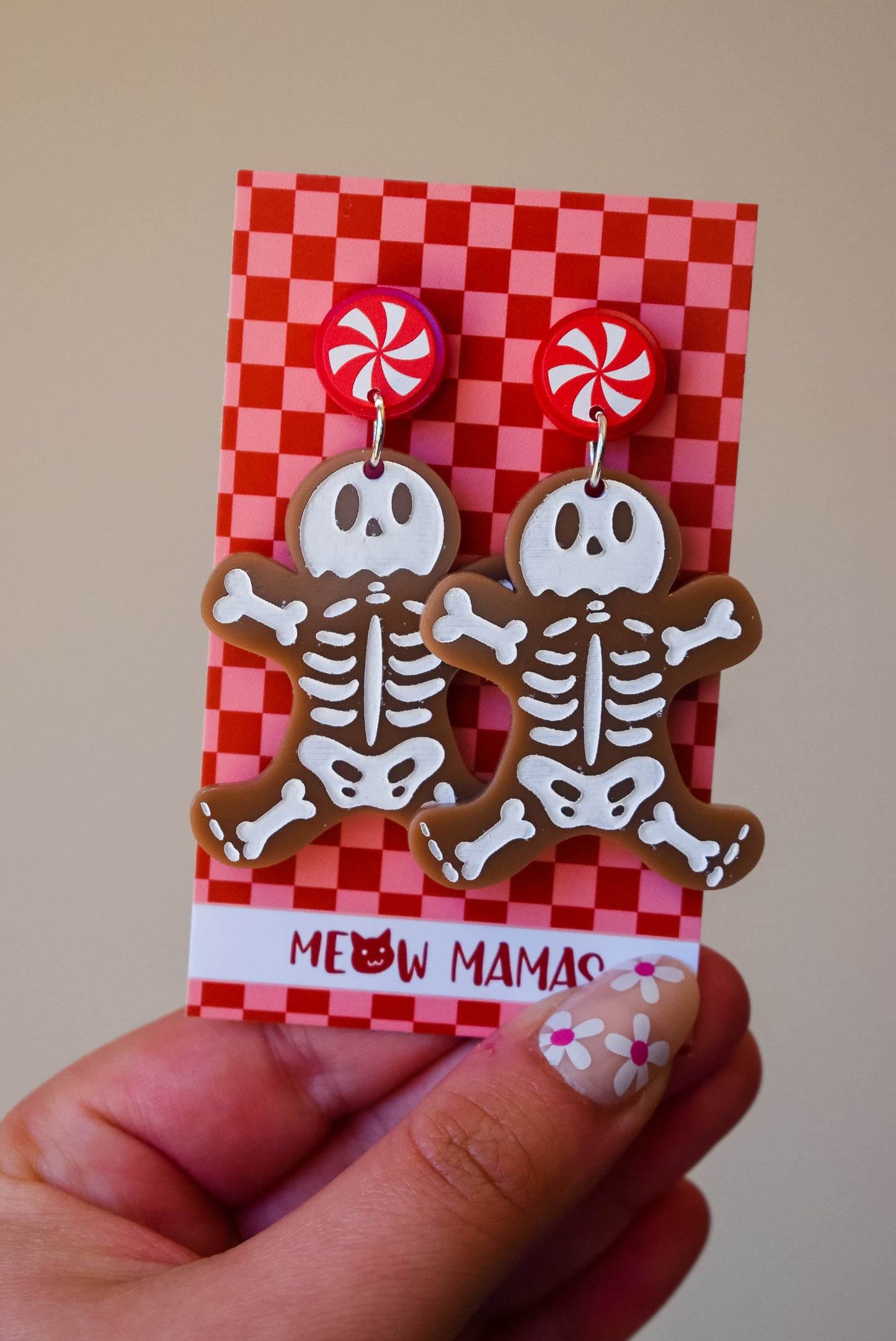 Gingerdead Acrylic dangle earrings