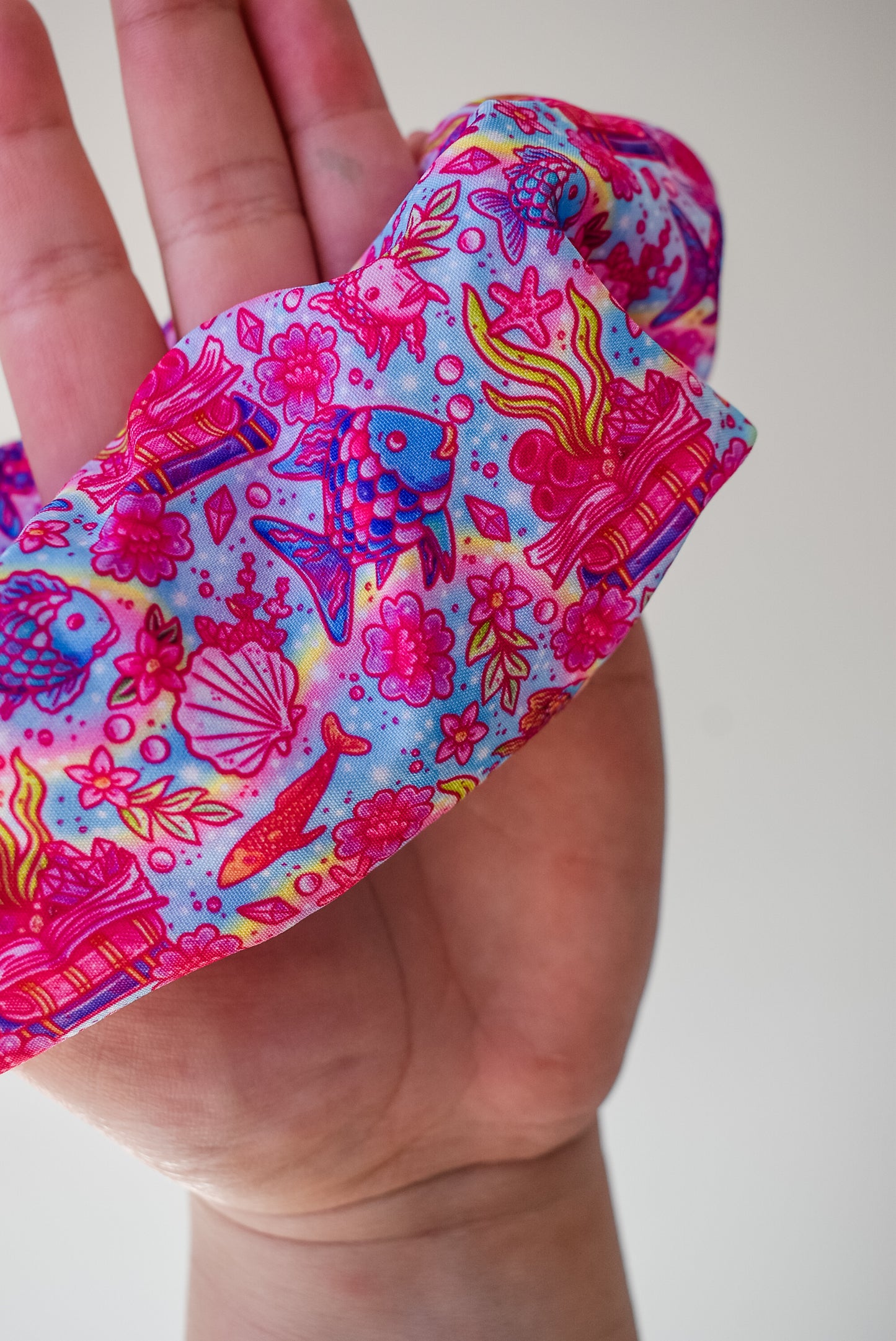 Pastel Rainbow fish scrunchie