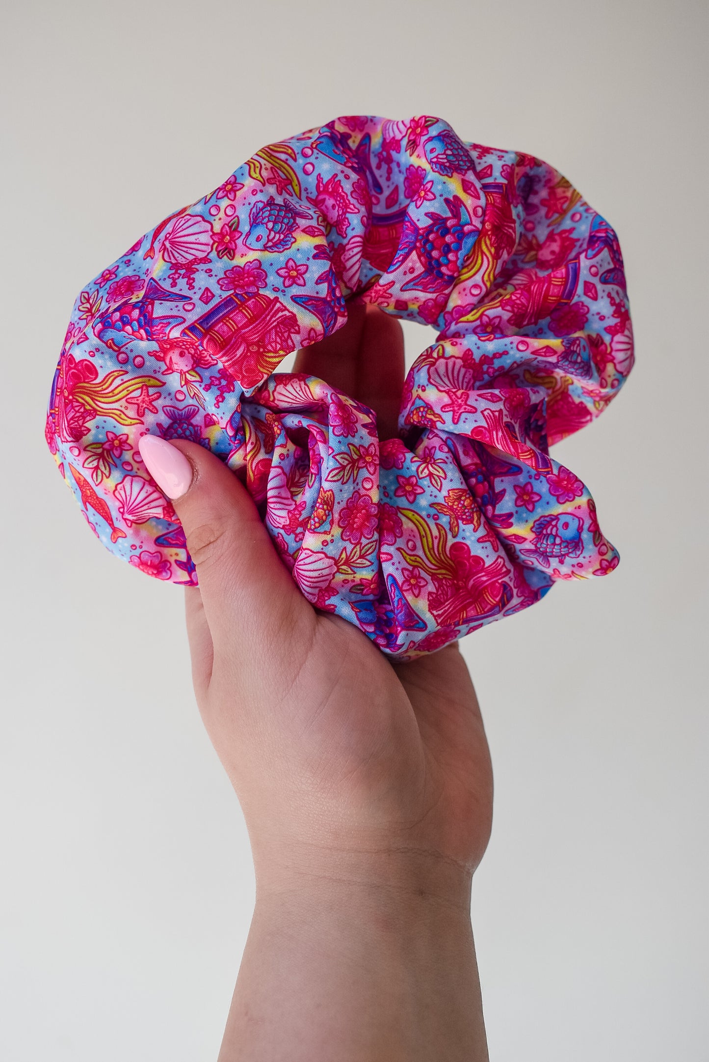 Pastel Rainbow fish scrunchie