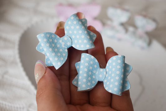 Blue polka dot Teeny Tiny pigtail set