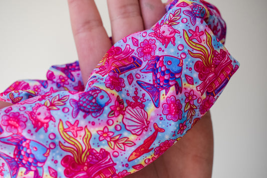 Pastel Rainbow fish scrunchie