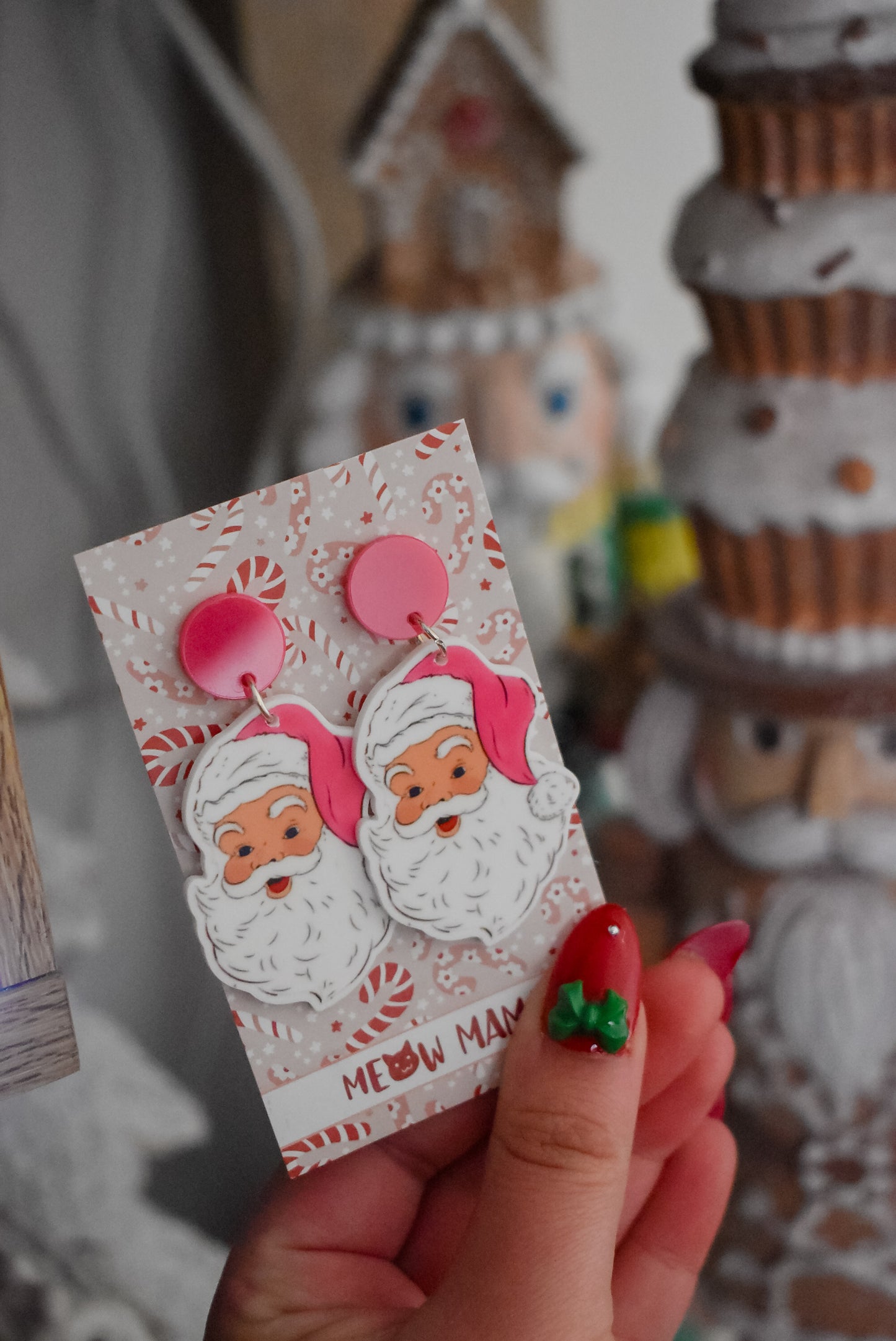 Pink santa dangles
