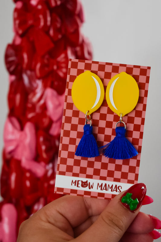 Lemon Tassel statement Christmas dangles
