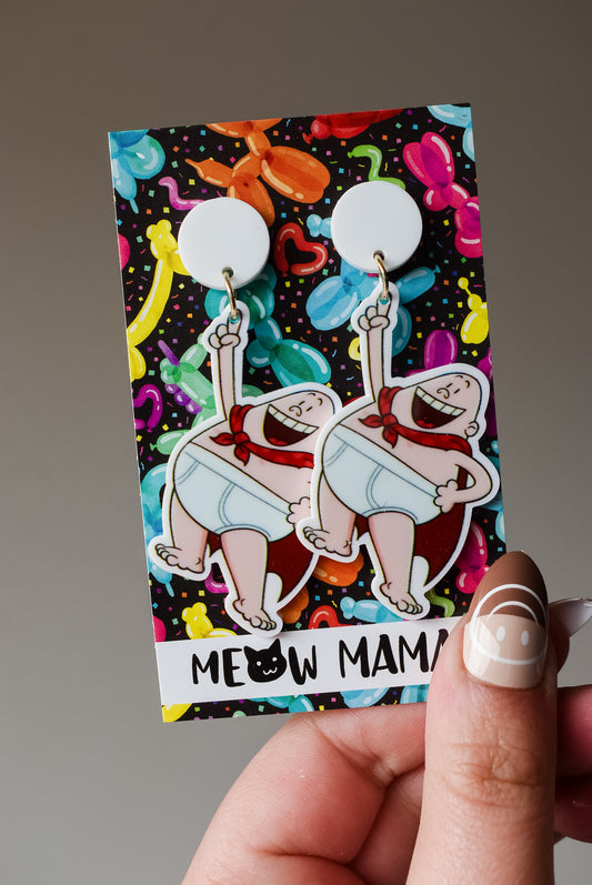 Captain underpants dangle earrings