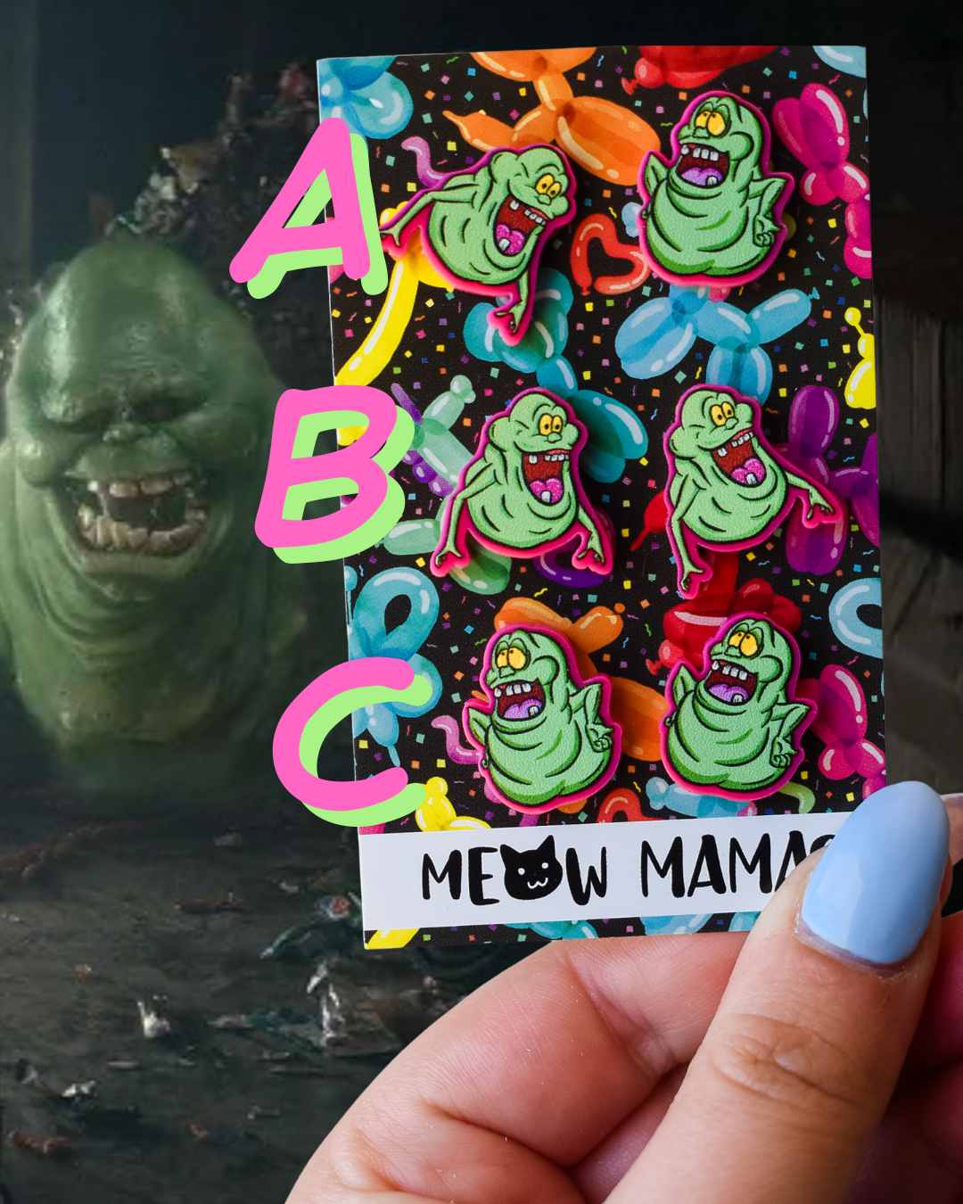 Slimer ghost acrylic stud earrings