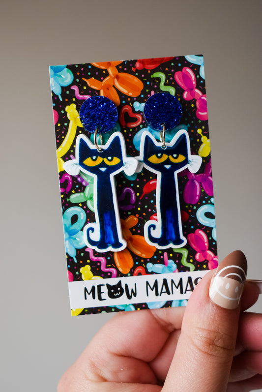 Pete the cat dangle earrings