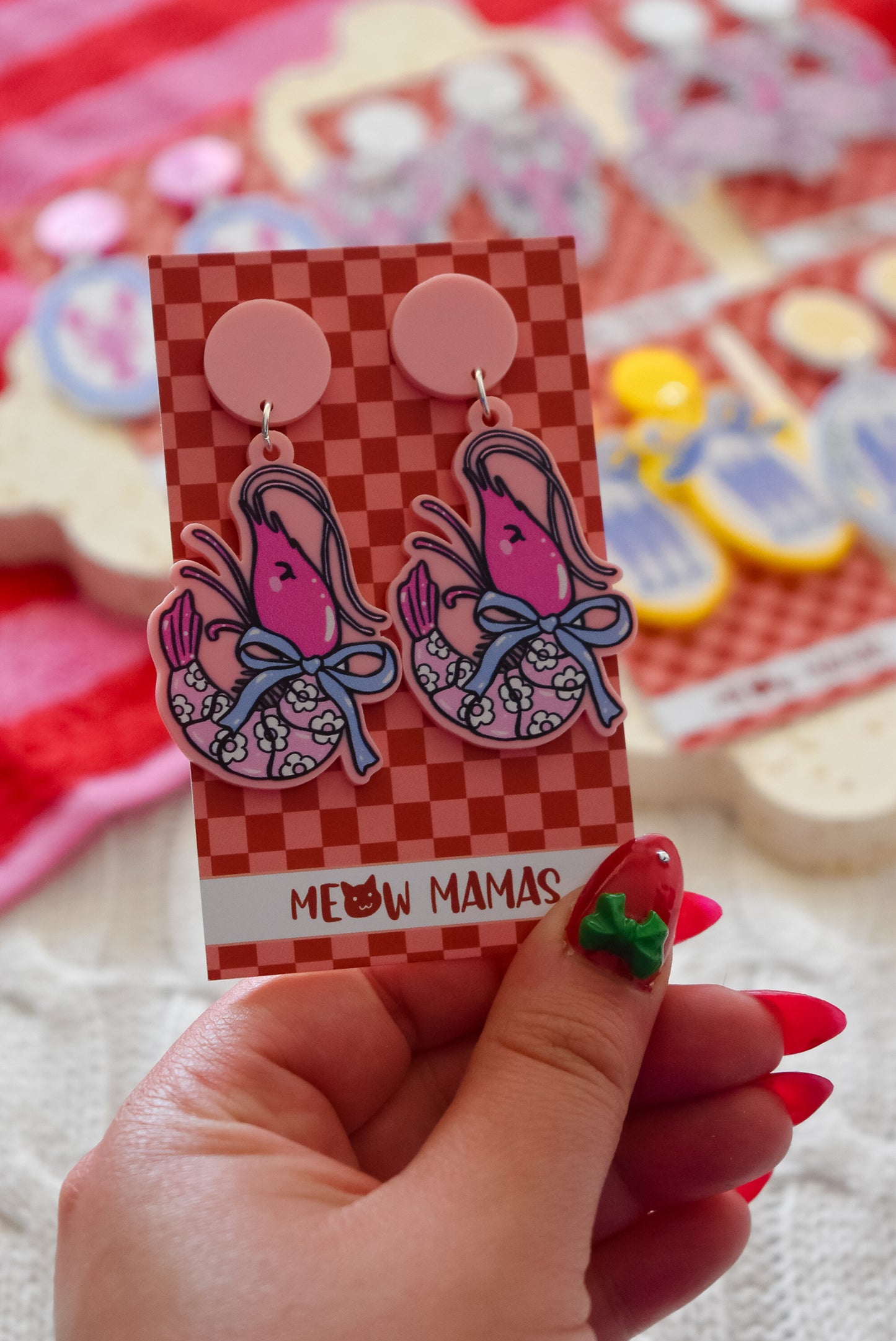 Amalfi style coquette Prawn statement acrylic dangles