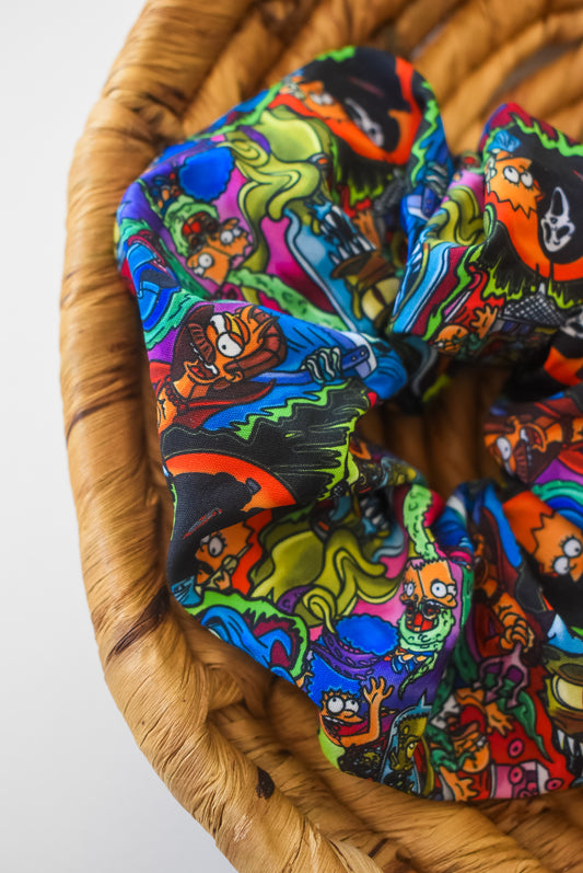 Vibrant Treehouse of horror scrunchie