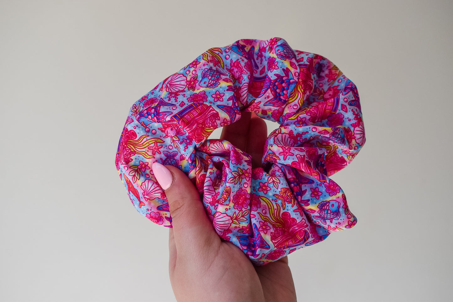 Pastel Rainbow fish scrunchie
