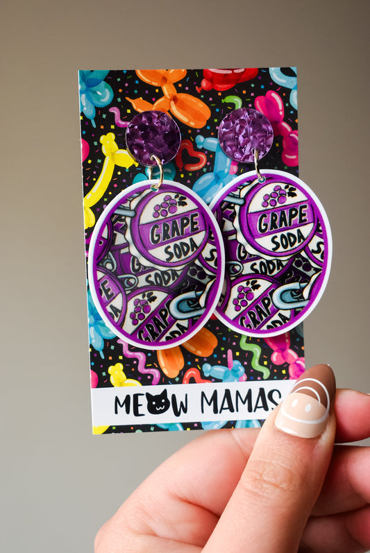 Grape soda dangle earrings