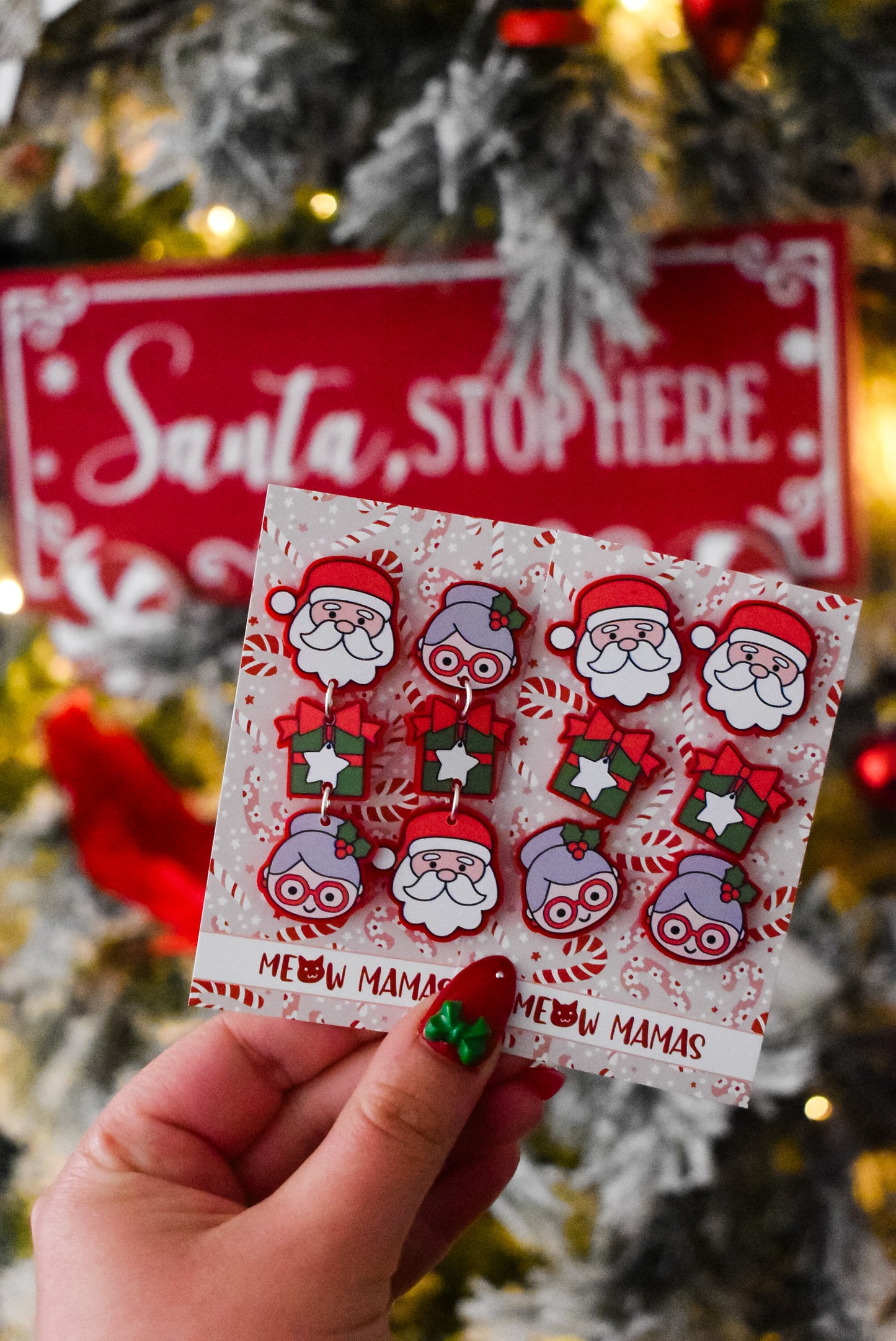 MR & Mrs Claus stud set RED