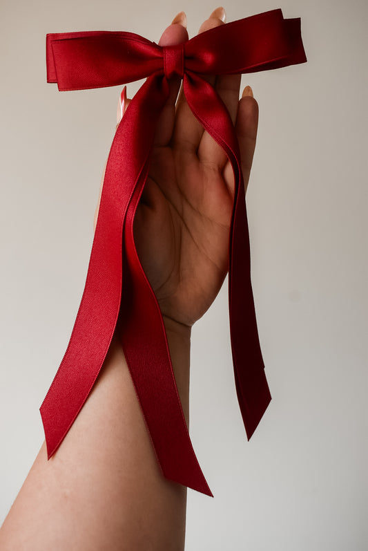 Deep red red Skinny ribbon bow