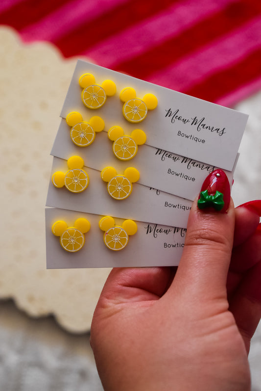 Lemon mouse handpainted acrylic studs