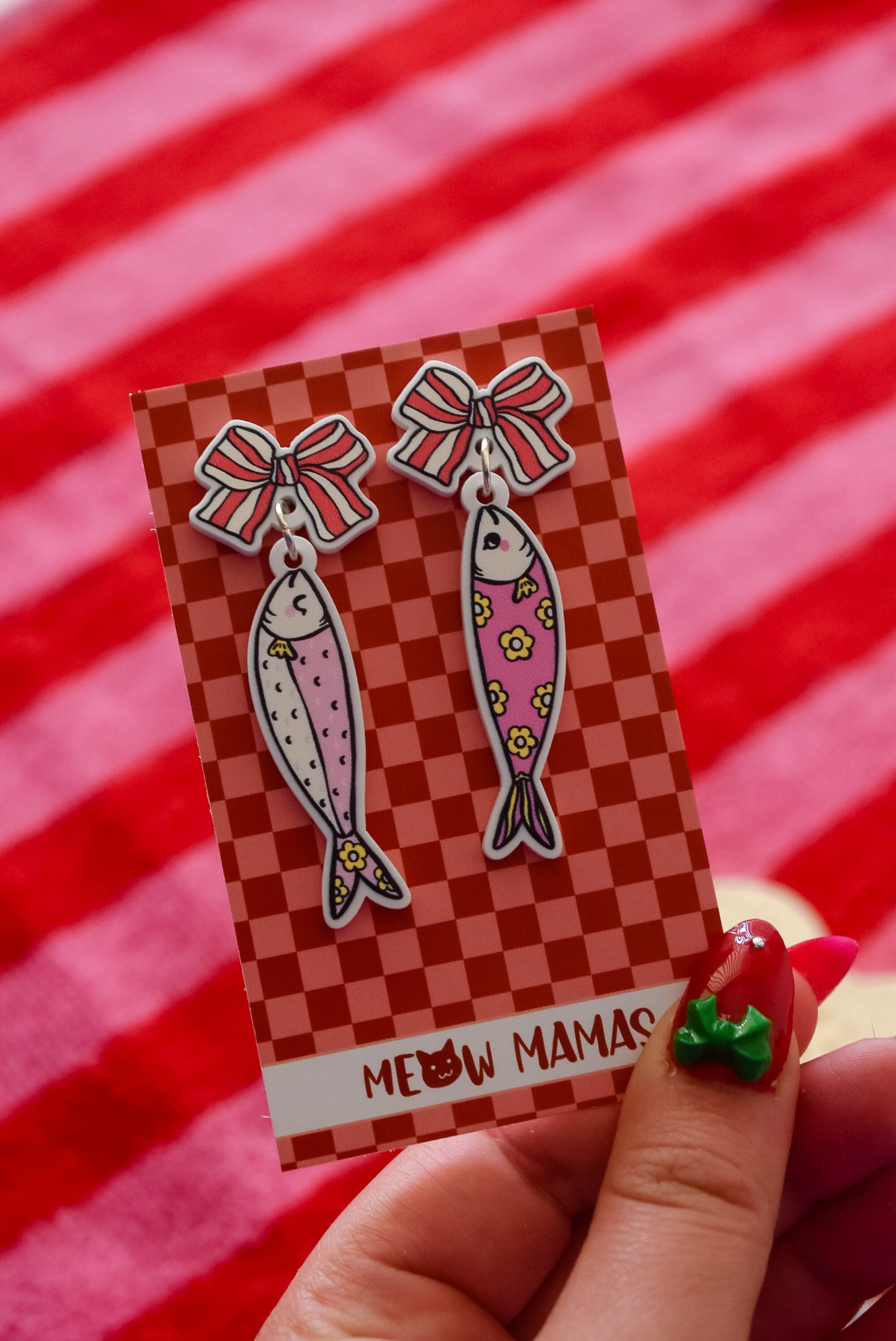 Coquette sardine statement acrylic dangles