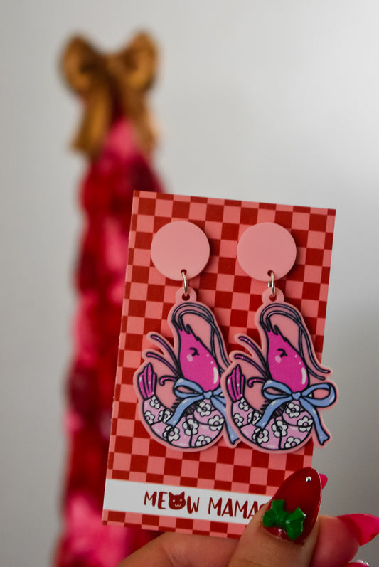 Amalfi style coquette Prawn statement acrylic dangles