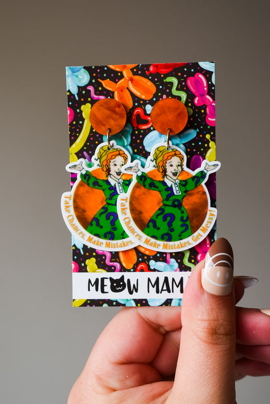 Ms Frizzle dangle earrings