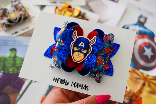 Captain America hair bow