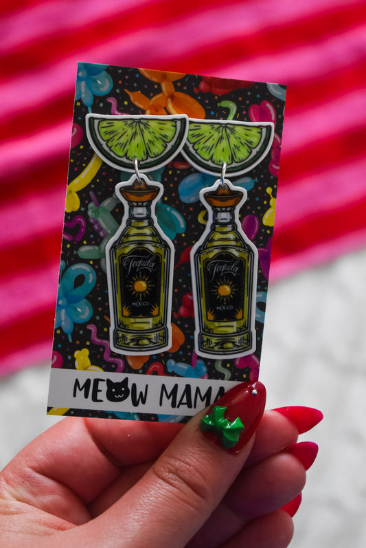 Lime & Tequila Bottle Dangle Earrings