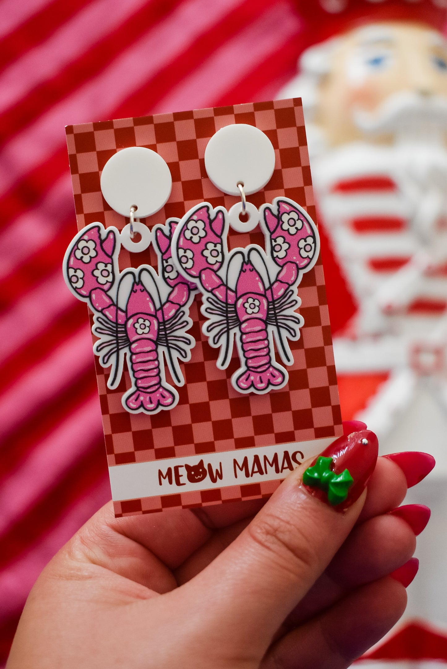 Amalfi style hot pink lobster statement acrylic dangles