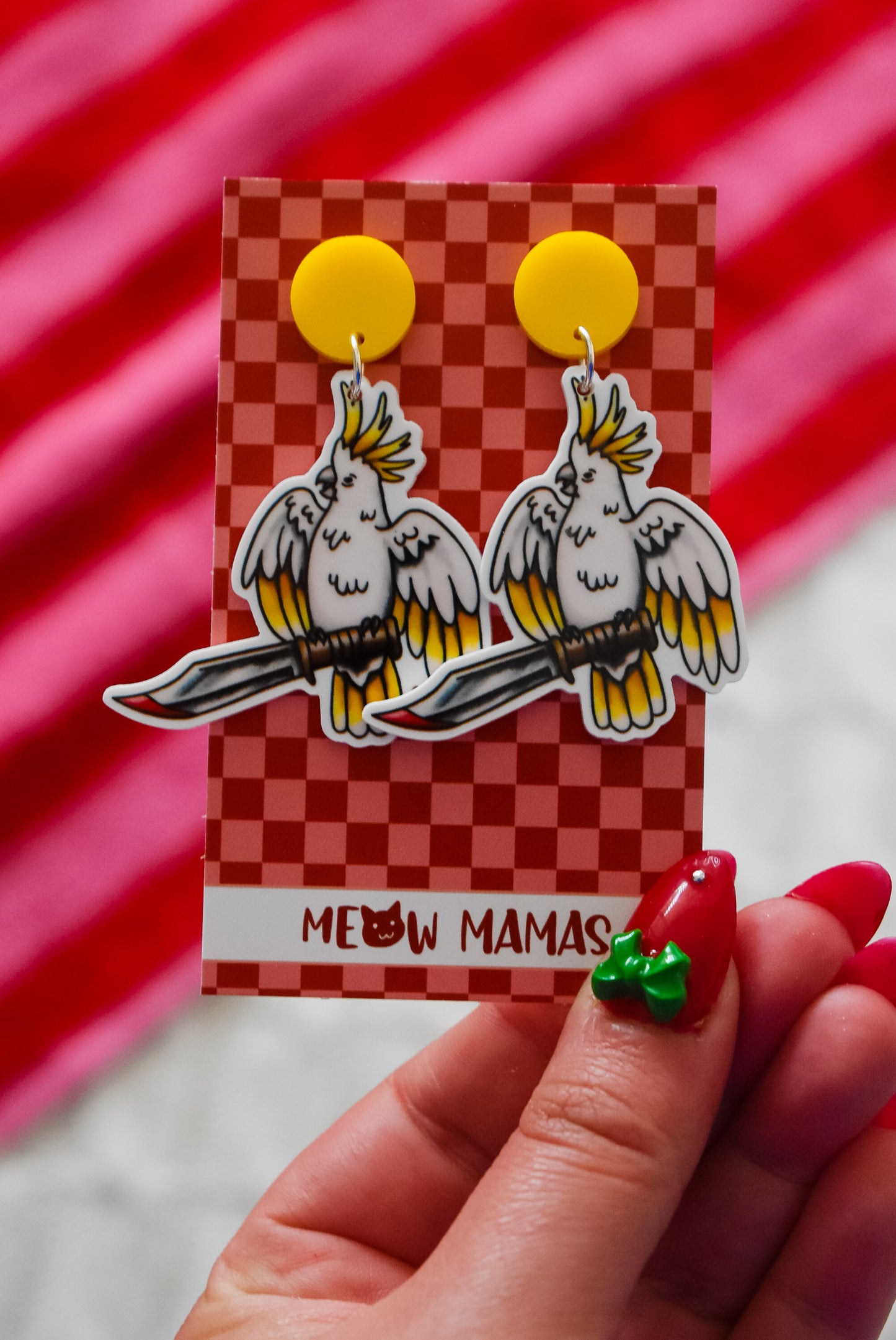 Galah dangle earrings