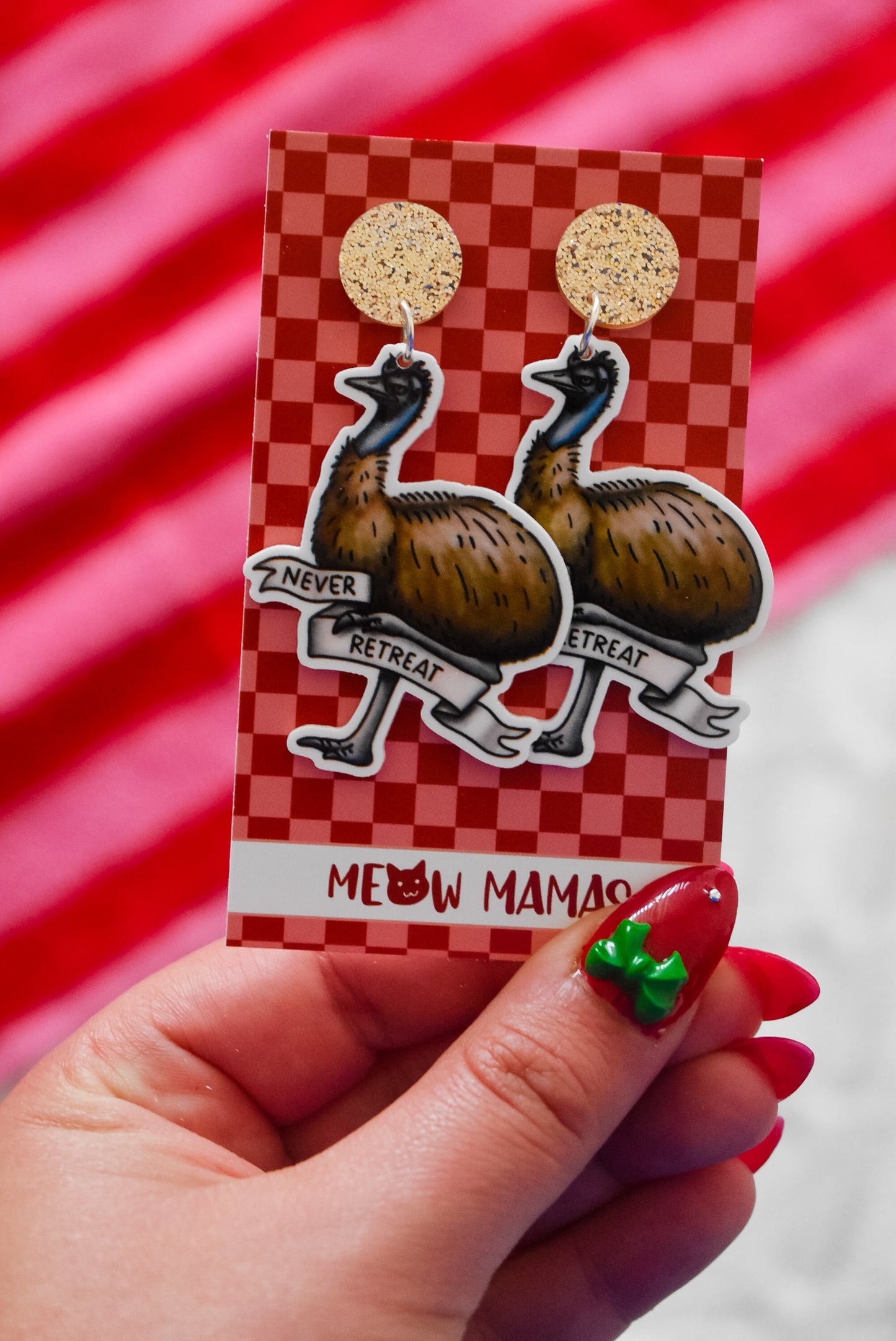Emu dangle earrings