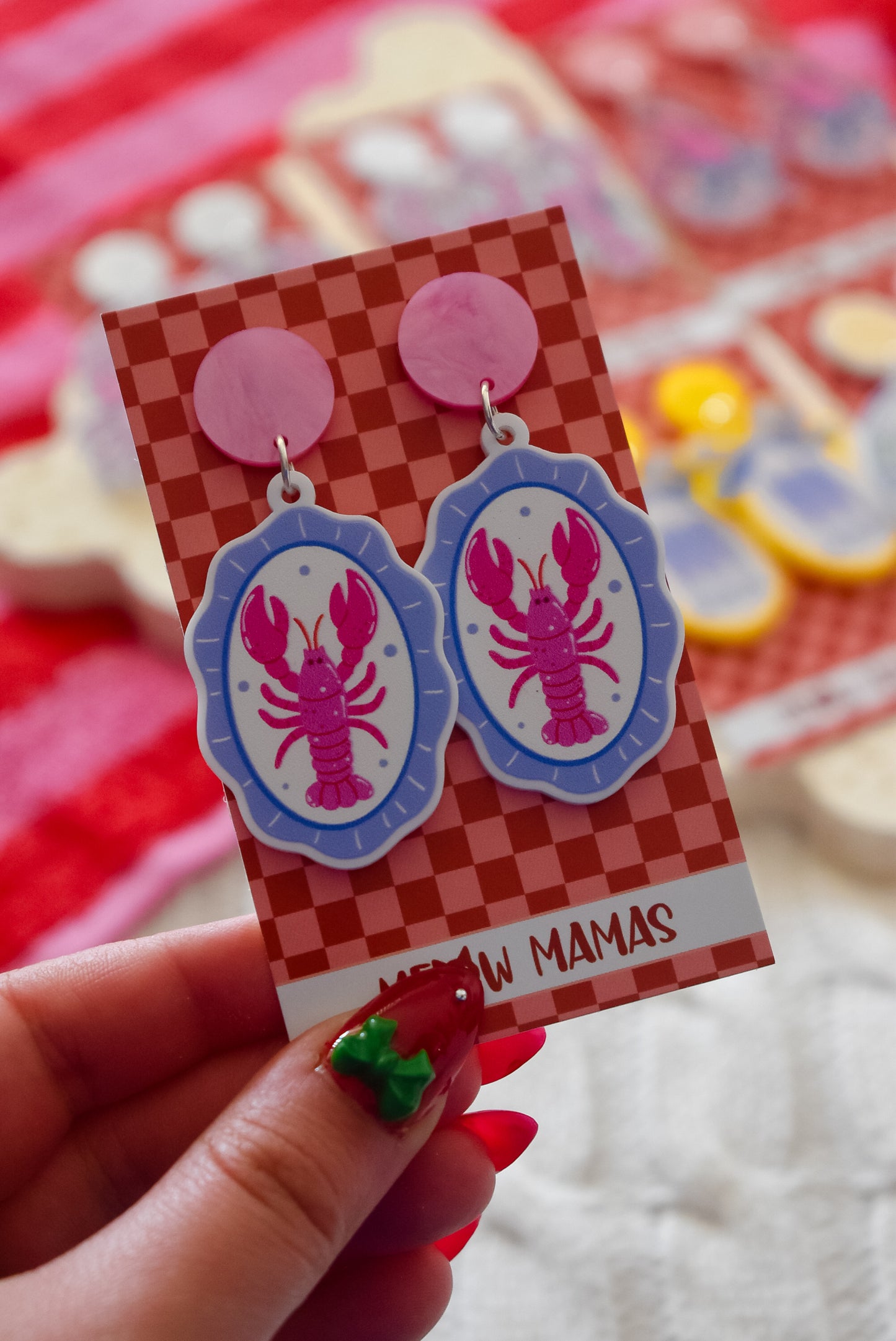 Amalfi style lobster platter statement acrylic dangles