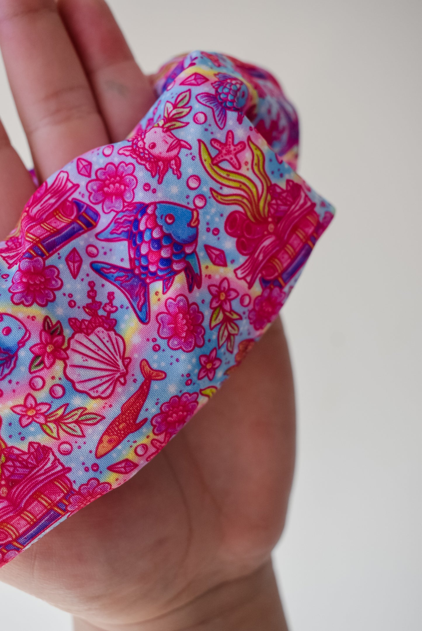 Pastel Rainbow fish scrunchie