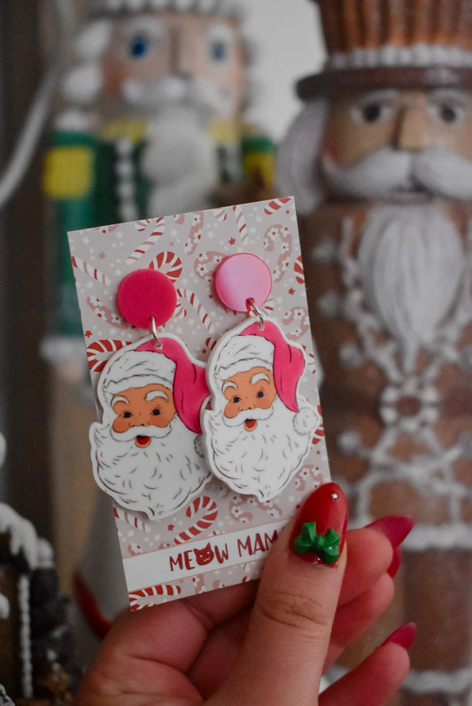 Pink santa dangles
