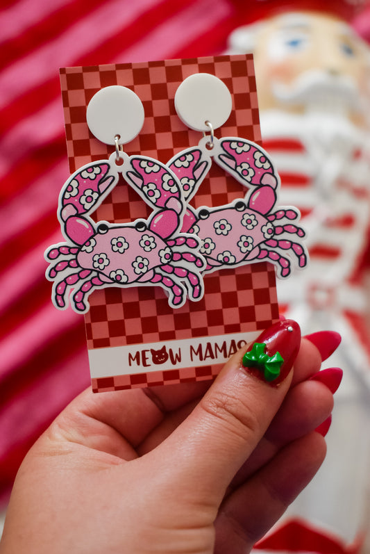 Amalfi style hot pink crab statement acrylic dangles