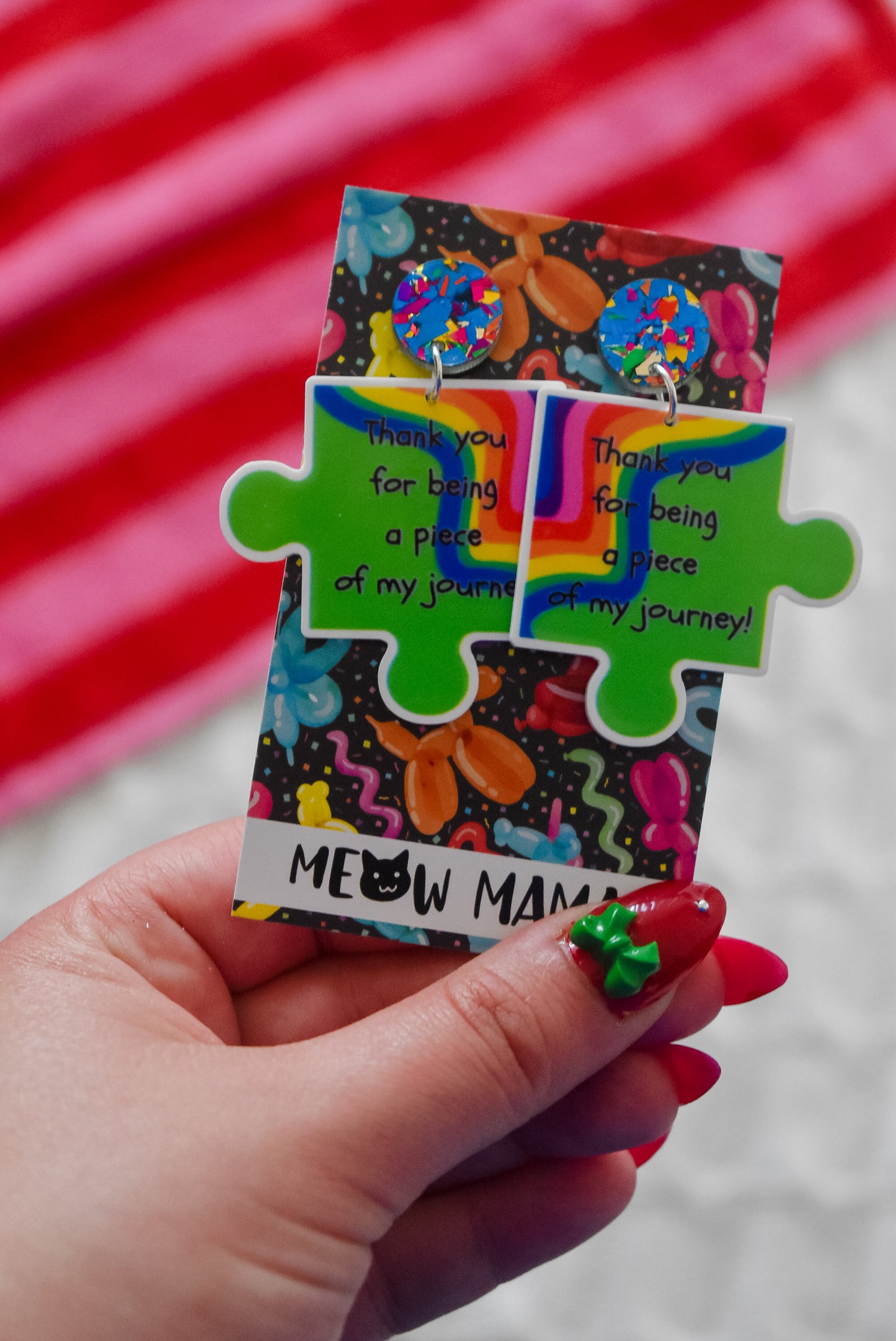 Thank You Teacher Puzzle Piece dangle earrings