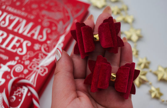 Red velvet scalloped Tiny pigtail set