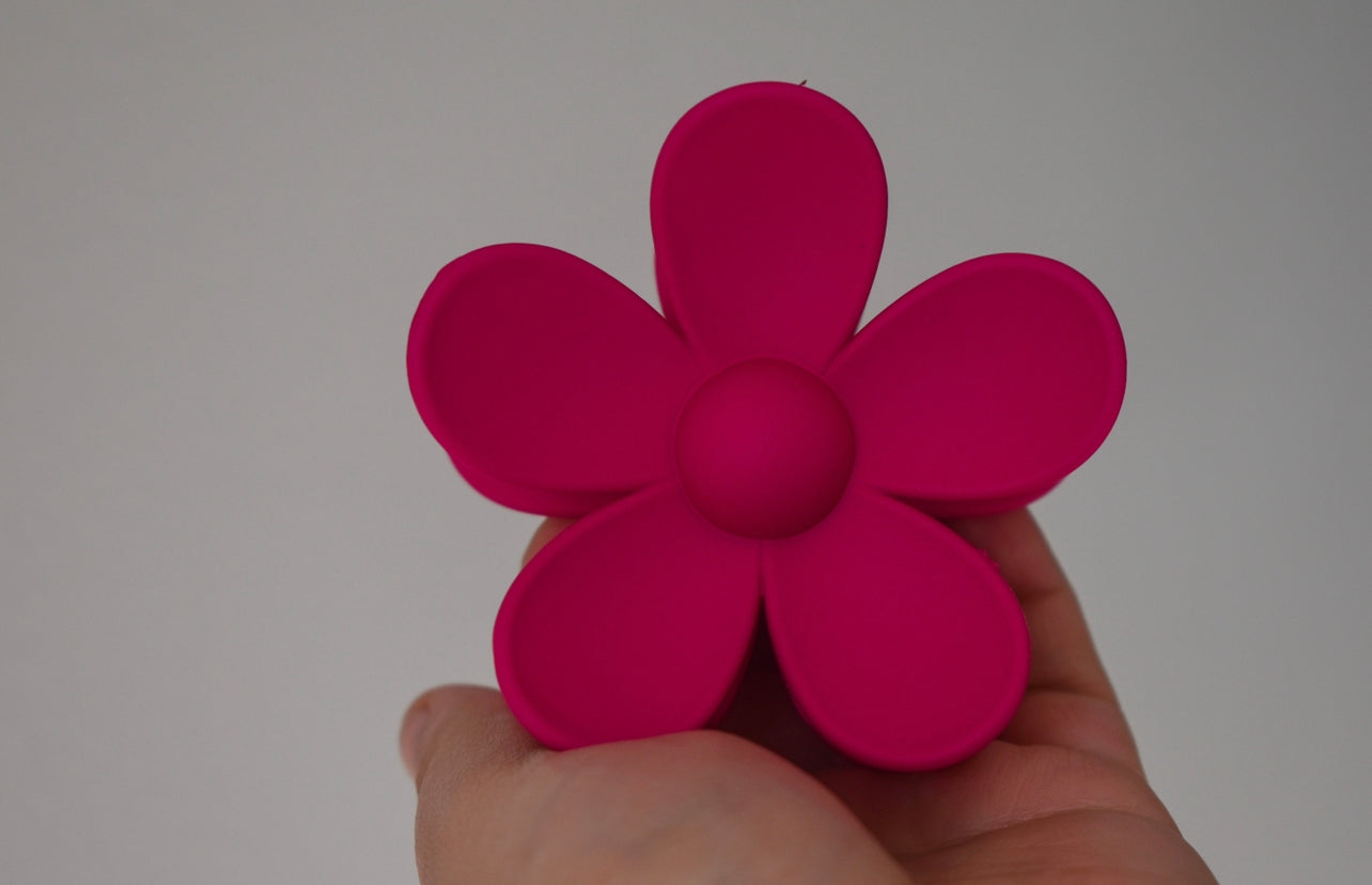 Large daisy hair claw clip FUSCHIA PINK