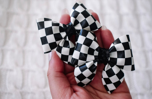 Black check mini sailor bow