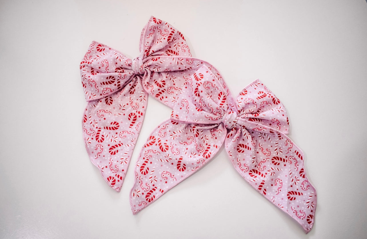 Bubblegum candy cane 5 inch hand tied sailor bow