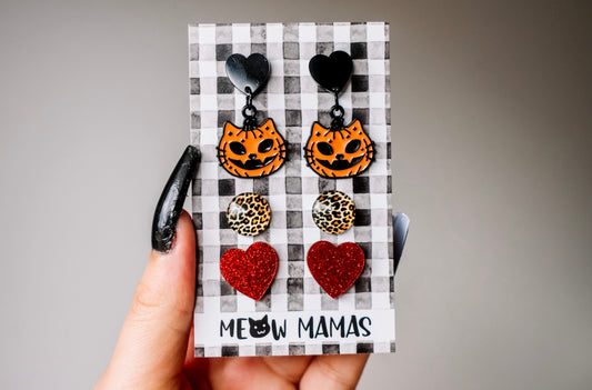 Pumpkin Kitty earring set