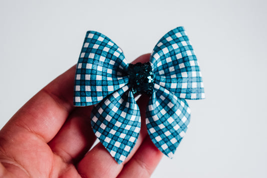 mini Gingham sailor bow JUNIPER