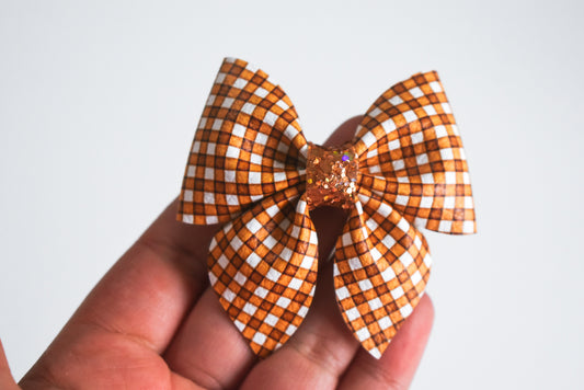 mini Gingham sailor bow MUSTARD