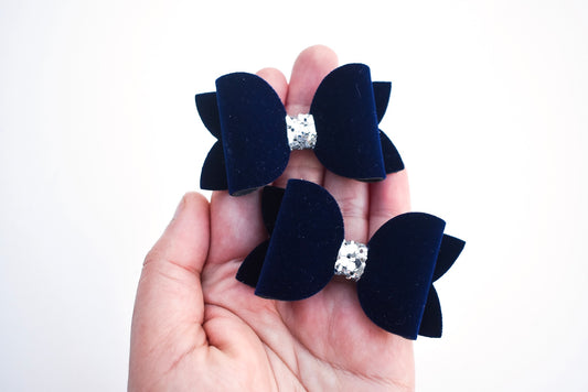 Navy plush pigtails