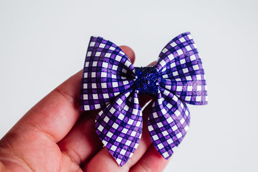 mini Gingham sailor bow Purple