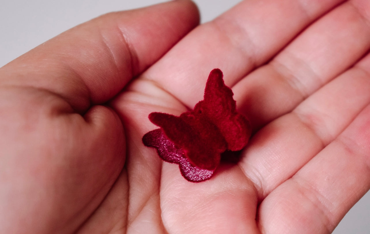 Deep red velvet butterfly mini claw clips