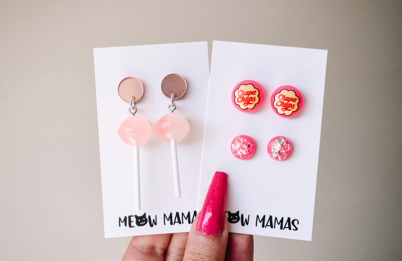 Pink lollipop earrings