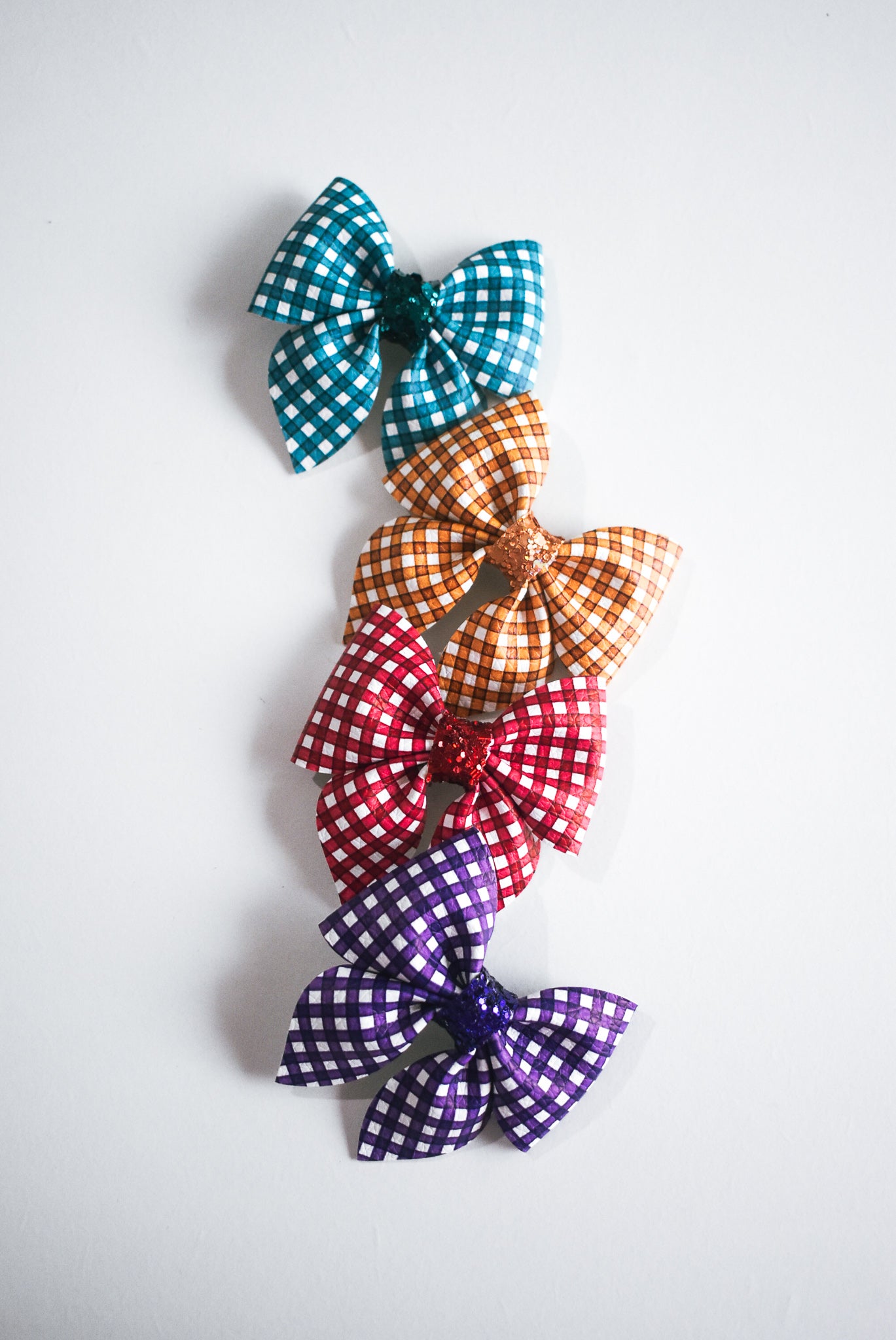 mini Gingham sailor bow RASPBERRY